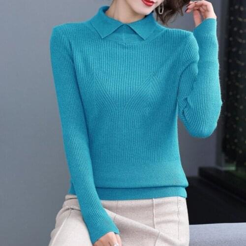 Spring Fall Fashion Womens Blue Yellow Beige Green Knitted Sweater , Autumn Women Clothes Slim Knit Pullovers and Sweaters