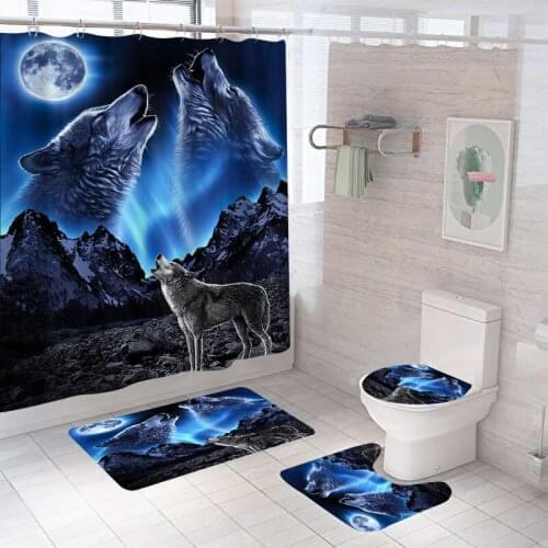 Waterproof Bathing Bathroom Shower Curtain Set Non-Slip Bath Mat Rug Carpet Sets Toilet Cover Home Decor Bathroom Decor