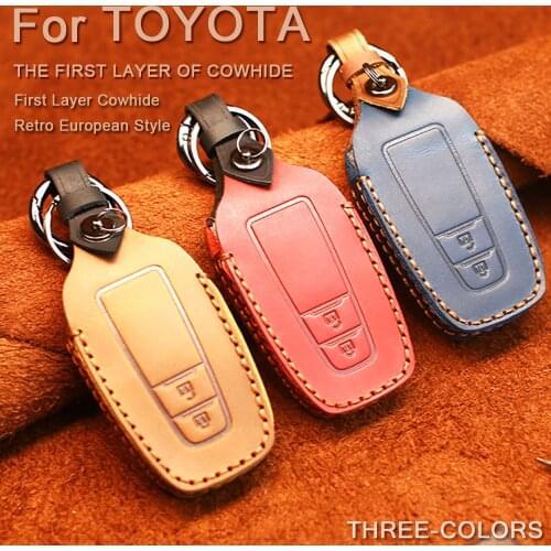 High Quality Leather Car Key Case Cover For Toyota CHR Prado 2017 2018 Prius Camry Corolla RAV4 2017 2018 2019 2020