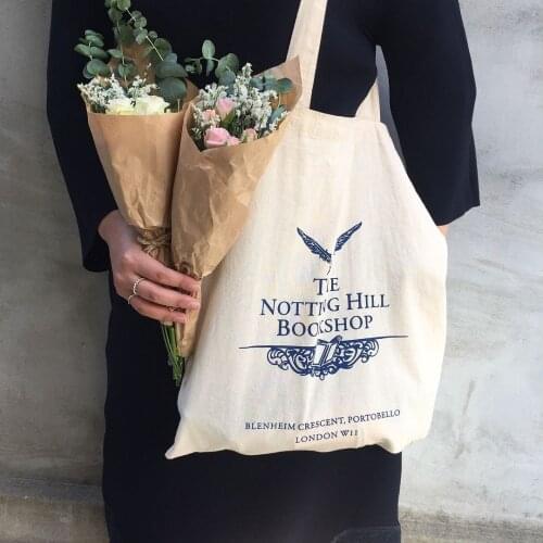 Women Canvas Shoulder Shopper Bag Cotton Cloth Letters Shopping Bags Tote Handbags Book Bag For Girls THE NOTTING HILL BOOKSHOP