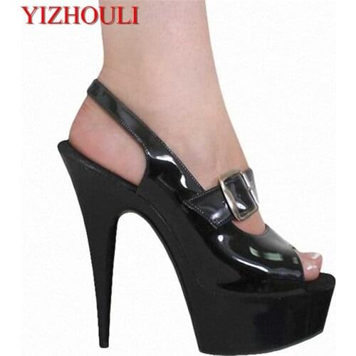Summer The lacquer that bake womens shoes open toe sandal 15cm lady platform high-heeled Dance Shoes
