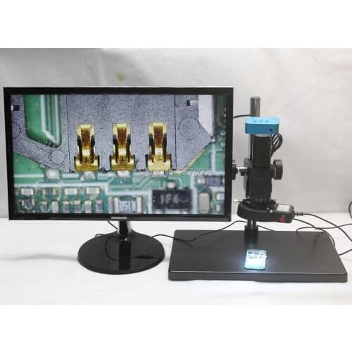 20MP Full HD 1080P 60FPS HDMI USB Output Industry Microscope Video Camera 10X-180X C-Mount Lens Large Workbench LED Lights