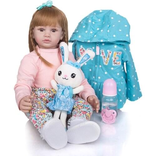 24 Inch Reborn toddler Silicone Baby Doll 60 cm Princess girl bebe Reborn Toys Cloth Body Doll Kids Birthday XMAS Gift