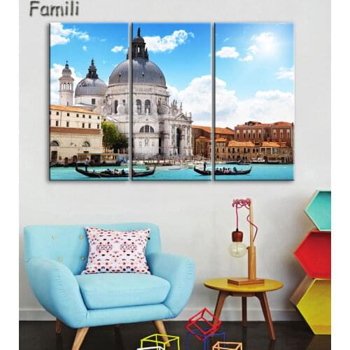 3pcs Venice Canvas Paintings Landscape Picture Print Giclee Artwork Wall Art For Home Wall Decoration