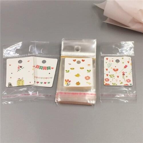 5*4cm Fashion Set Jewelry Display Earring Packaging Cards 50pcs Eardrop Display Tag Cards With 50pcs OPP Bags