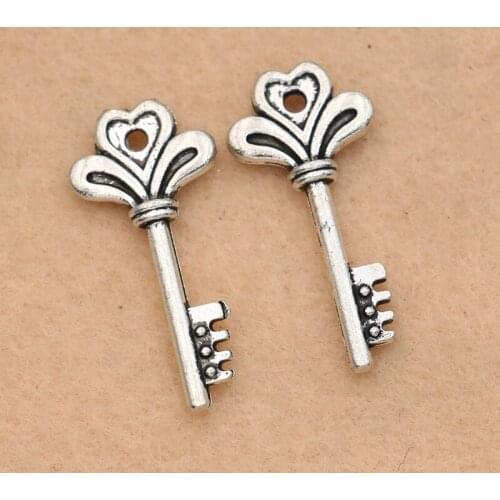 5pcs Tibetan Silver Plated Key Charm Pendant fit Bracelet Necklace Jewelry DIY Making Accessories 29x14mm