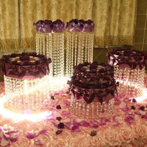 5pcs Party Decoration Crystal Cupcake Stand Top Quality Clear Circle Round Stand Wedding Birthday cake display shelf