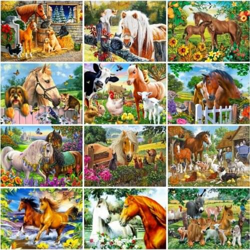 AZQSD 5D DIY Diamond Painting Horse Diamond Embroidery Sale Animals Full Square Drill Mosaic Home Decoration Cross Stitch Kits