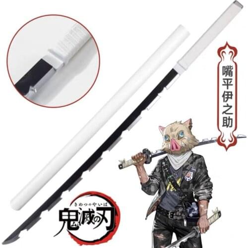 Anime Kimetsu no Yaiba Sword Weapon Demon Slayer Hashibira Inosuke Cosplay Sword 1:1 Anime Ninja Knife PU toy 104cm