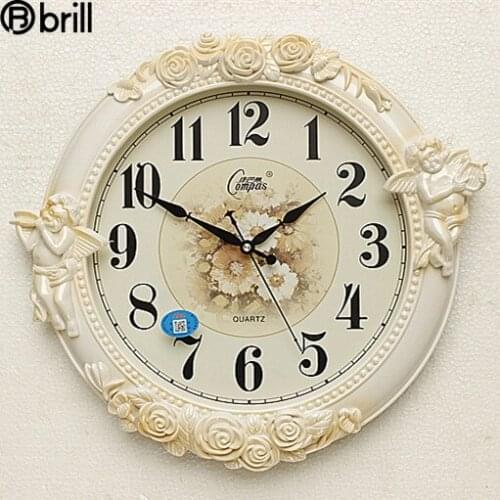 European Large Wall Clock 3d Vintage Modern Shabby Chic Living Room Silent Bedroom Clocks Wall Home Decor Kitchen Reloj De Pared