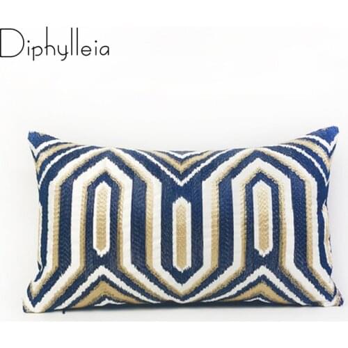 Diphylleia Wayfair Hot Selling Cushion Cover Luxury Classical Geometry Embroidered Lumbar Pillow Case 30x50cm Free Shipping