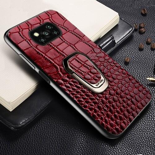 Genuine Leather Bracket Case For Poco X3 Pro NFC F3 M3 Mi 11 10 9 9T 10T Lite Cover For Xiaomi Redmi Note 9 Pro Note 10 8 pro 7