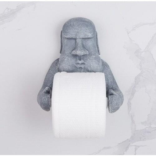 Tissue Holder Easter Island Moai Design Wall Mounted Toilet Roll Paper Rack Durable Storage Supplies for Bathroom