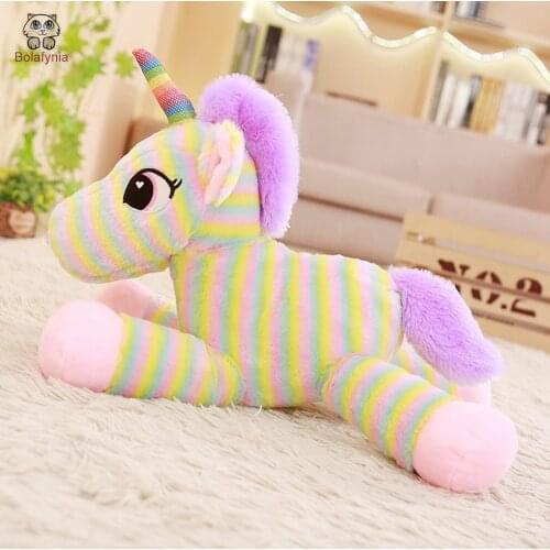 BOLAFYNIA Children plush toy rainbow unicorn baby kids Christmas birthday doll stuffed plush toy gift horse