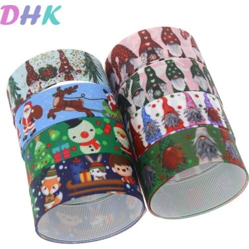 DHK 50yards christmas Printed Grosgrain Ribbon Accessory Hairbow Headwear Decoration DIY Wholesale OEM S1214