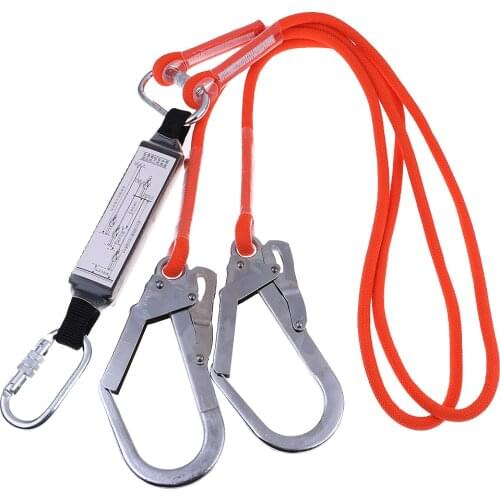Double Leg Shock Absorbing Fall Protection Lanyard Sling For Climbing