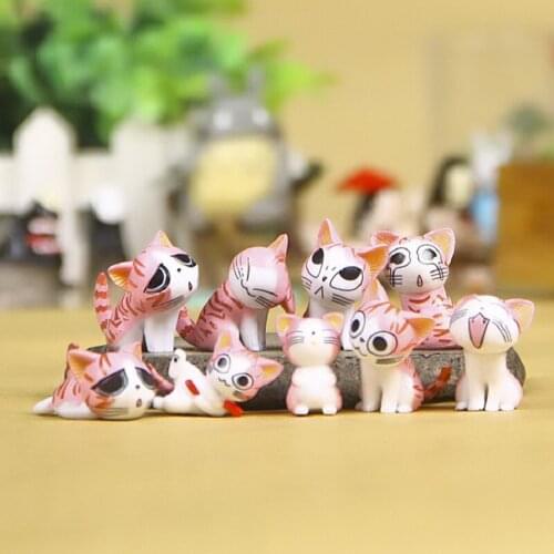 Kawaii Chi Cat Mini Fairy Garden Figure Micro Landscape Small Chis Sweet Home Anime Kitten Cheese Cat DIY Home Decor 9pcs