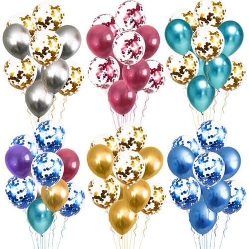 Chrome Metallic Latex Balloons Confetti Balloon Set Kids Birthday Party Decorations Air Globos Wedding Decoration Helium Ballon