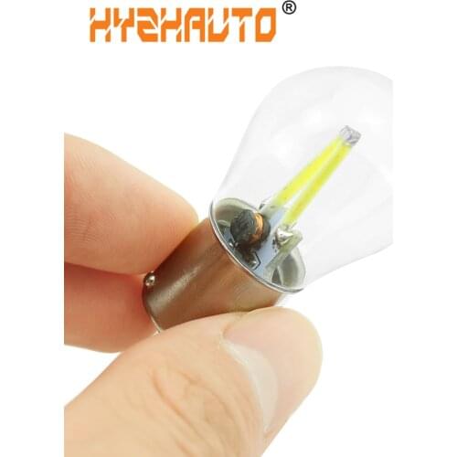 HYZHAUTO 1Pcs 1156 P21W Car LED Light S25 Ba15s Filament Chips Bulb Auto Reverse Light Brake Parking Lamp DRL White 12-24V