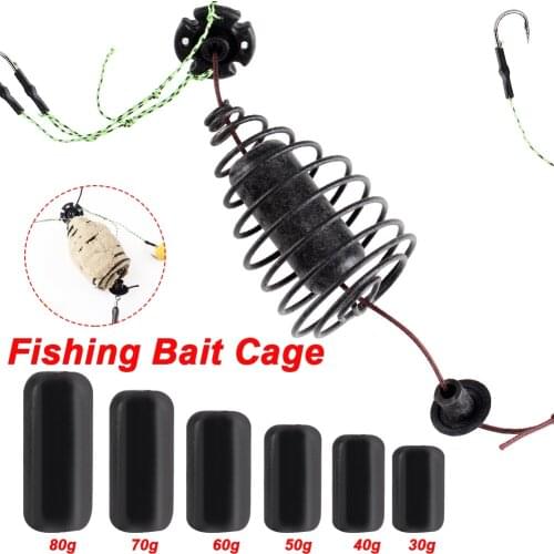 Carp Fishing Bait Cage Inline Method Feeder Spring Hook 30-80g Weighted Feeder Hook Artificial Lure Carp Fishing Accessories