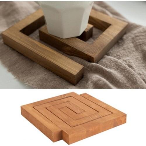 Creative Table Mat Heat Insulation Anti-slip Wooden Cup Mat for Hot Drinks Tea Coaster Pot Holder