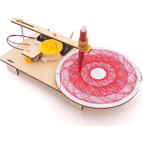 Creative DIY Puzzle Assembled Electric Plotter Drawing Model Physics Experiment Education Toy Kids Handmade Graffiti Toy