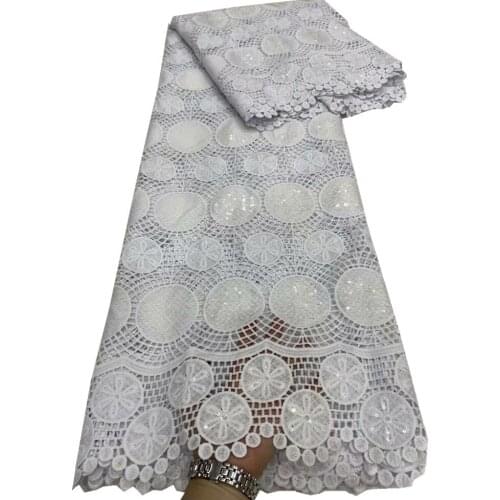 SJ Lace African Cord Lace Fabric Milk Silk Water Soluble Dress Lace Stones 2021 High Quality Nigerian Guipure Lace Fabric dp5-37