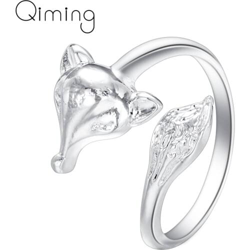 Fashion Fox Adjustable Rings For Women Female Cute Animal Open Charm Fashion Statement Jewelry Fox Ring Party Gift