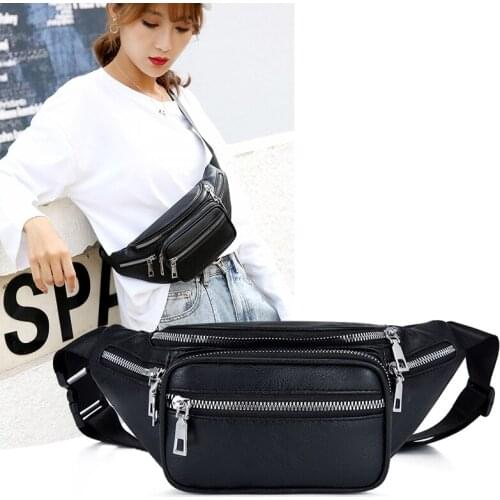 Men Leather Fanny Pack Lightweight Waist Bag Crossbody Sling Backpack with Adjustable Casual Large Phone Belt Bag