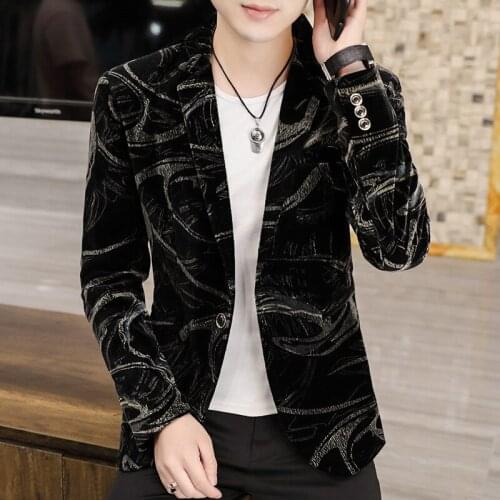 2022 Mens Autumn New Printed Suit Trendy Slim Suit Business Casual Handsome blazer
