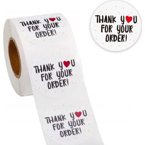 500pcs thank you for your order sticker Heart Thanks for Shopping Small Shop Local Handmade sticker white labels sticker
