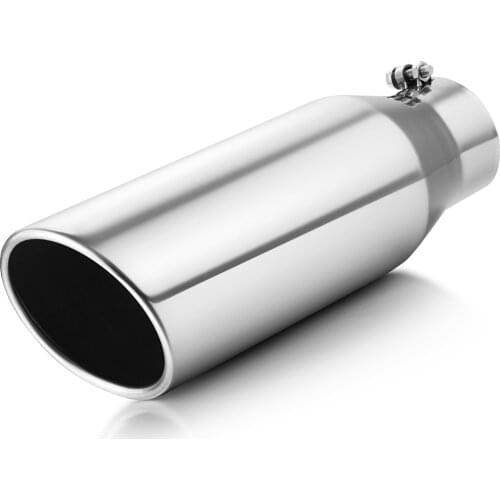 Exhaust Tip of 4" Inlet 6" Outlet 18" Overall Length Bolt-On Rolled Angle Cut Polished for Truck