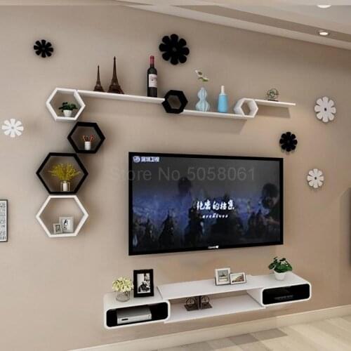 Wall shelf set-top box living room wall-mounted TV cabinet room background wall TV wall decoration frame