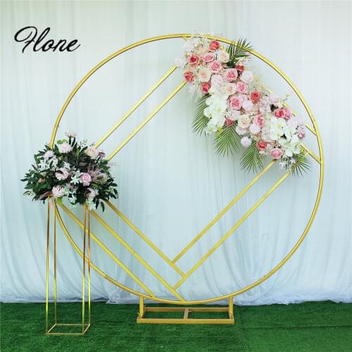 New Diamond Wedding Arch Mariage Backdrop Wrought Iron Creative Ring Geometric Frame Stand Screen Stage Background Decoration