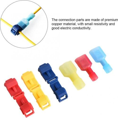 120Pcs Snap Splice Lock Wire Terminal Crimp Connector T Type Quick Splice Electrical Cable Connectors