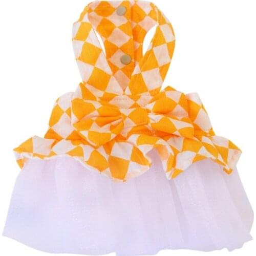 Pet Solid Dress Backless Bow Printed Dog Girl Birthday Gift Puppy Bubble Cotton White Gauze Costume Dogs Wedding Dresses