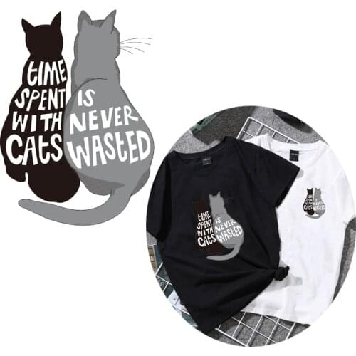 Cartoon Animal Patch deal with it Clothes Heat Transfer Printing Cats Letters Iron on patches for clothing Diy Cute PVC Sticker