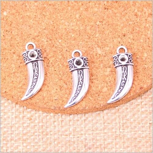 16pcs wolf tooth Charms Pendants for Jewelry Making Vintage Antique Silver Plated DIY handmade 23*8 mm