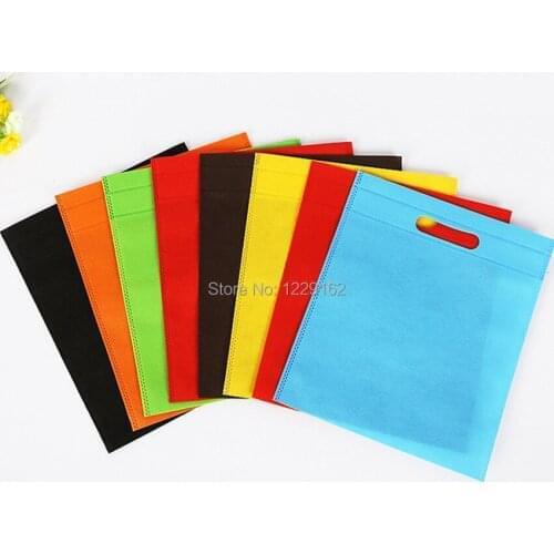 25x30cm Promotional Small Nonwoven Gift Bags Colorful Plain Dyed Ultrasonic PP Non woven Shopping Bags Party Supplies