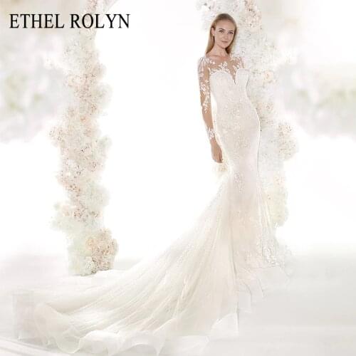 ETHEL ROLYN Romantic Mermaid Wedding Dresses 2021 Long Sleeve Sexy Sweetheart Shining Illusion Wedding Gowns Vestido De Noiva