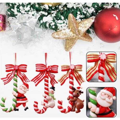 Christmas Candy Cane Ornament Santa Claus Snowman Elk Christmas Tree Hanging Pendant Decoration for Navidad New Year Home Decors