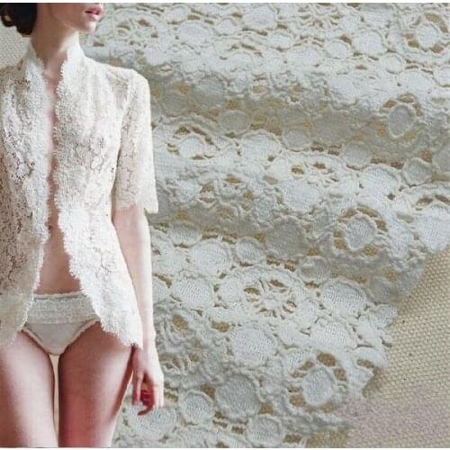 DIY Ivory White Cotton Openwork Embroidery Lace Fabric Skin-friendly Soft Summer Dress Dot Lace Fabric RS497