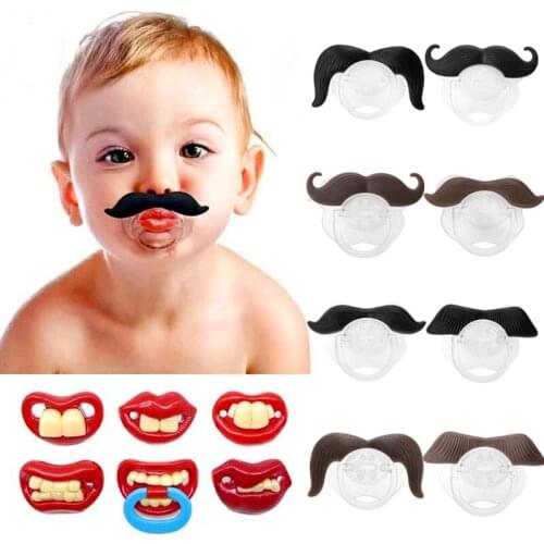 Hot Food Grade Safety Silicone Newborn Baby Pacifier Funny Expression Model Soother Nipple Accessory Moustache Teether Love Baby