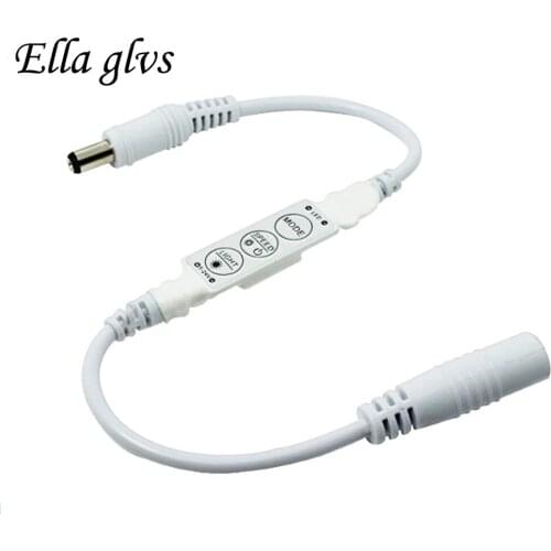 50pcs/lot LED Controller DC12V Mini Dimmer Controller 3 Key 6A with DC female cable for single color 5630 5050 3528 Led strip