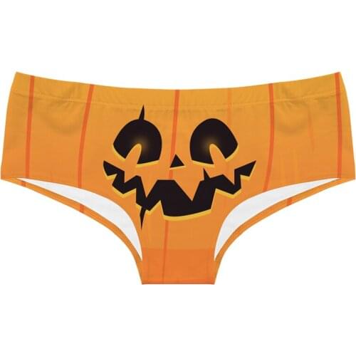Original Halloween Cute Skull Print Girly Underwear Stretch Wrap Hip Low-Waist Panties Breathable Seamless Female Briefs Tanga