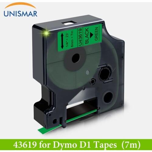 Unismar 43619 for DYMO DI Tapes Black on Green 6mm*7m Label Ribbon Compatible DYMO Typerwiter LabelManager 160 280 Label Maker