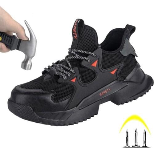 2020 Four Seasons Breathable Work Boots, Anti-Smashing Steel Toe Safety Tennis Work Shoes For Men, Non-Slip, Wear-Resistant