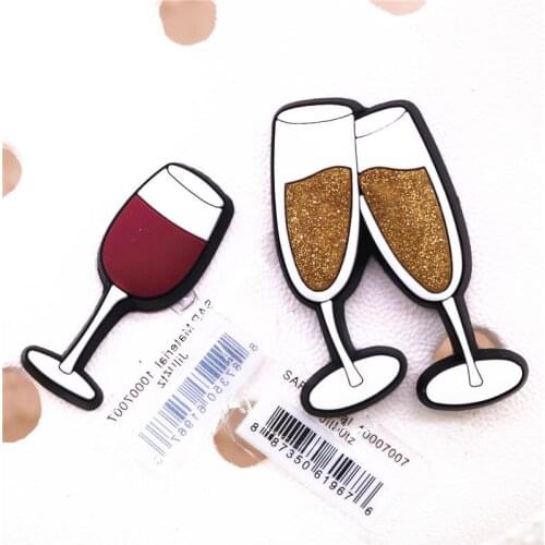 High Quality Beverage Shoe Charms Champagne and Red Wine PVC Shoes Decorations Sandals Accessories for Croc JIBZ Kids Party Gift