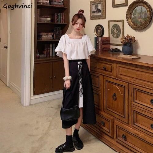 Sets Women Side-slit Design Backless Elegant Summer Two Pieces Set Dress for Ladies All-match Korean Style Fashion Chic Simple