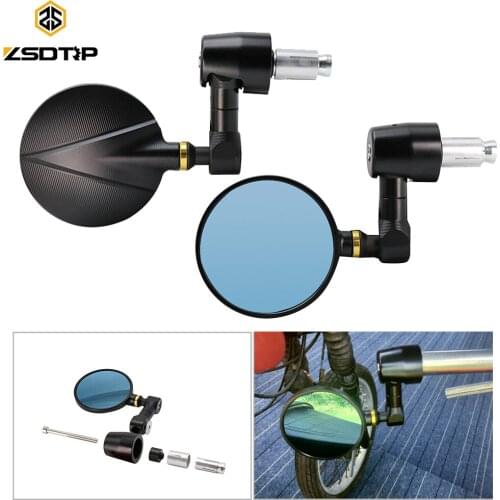 ZSDTRP Universal 1 Pair 7/8" Round Bar End Rear Mirrors Moto Motorcycle Motorbike Scooters Rearview Mirror Side View Mirrors